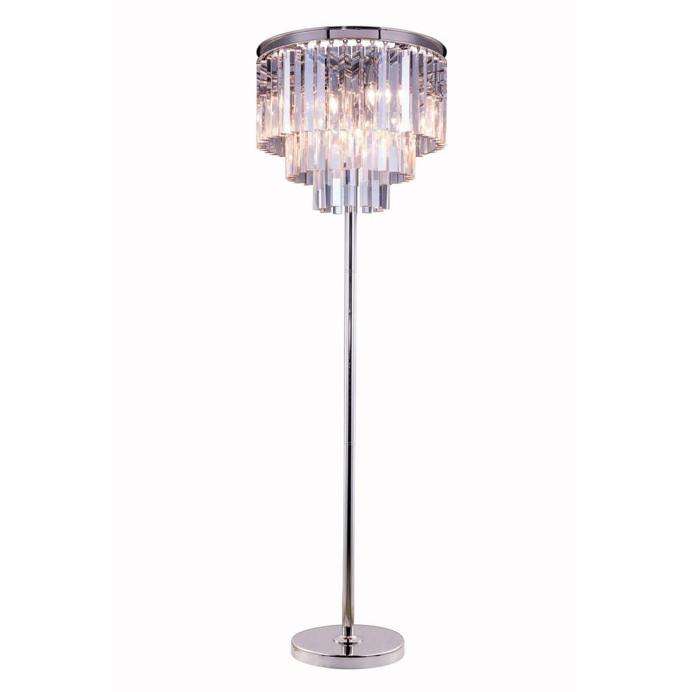 Elegant Lighting Sydney 63 In Polished Nickel Floor Lamp With Clear Crystal in dimensions 1000 X 1000