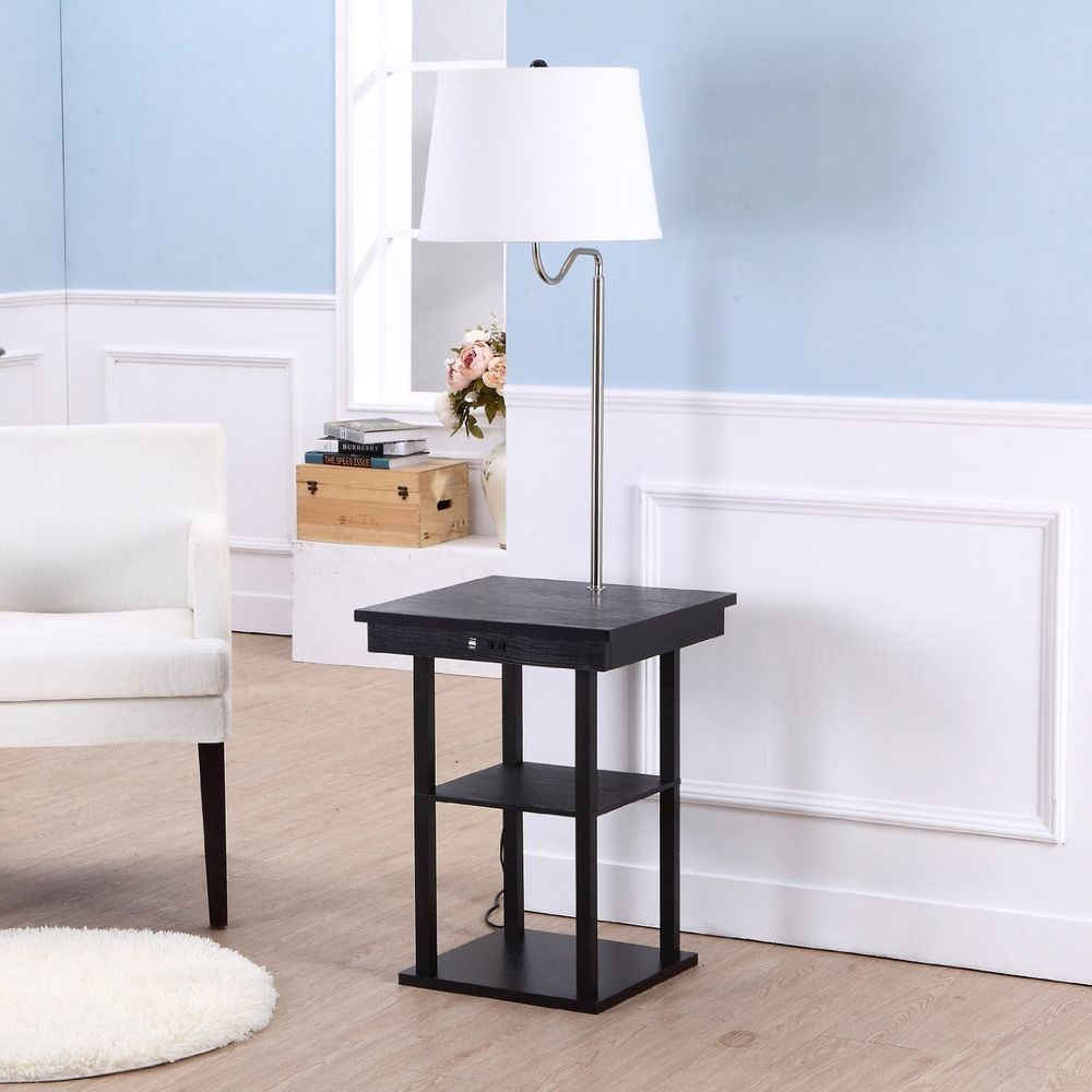 End Table With Lamp Built In Attached With Storage Living inside size 1000 X 1000