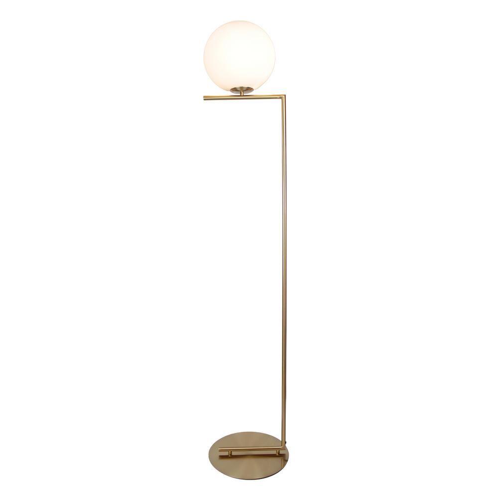 Eqlight Mid Century 62 In Satin Brass Floor Lamp With Glass Shade in dimensions 1000 X 1000