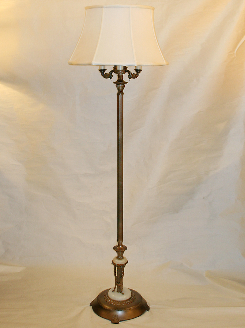 Exceptional Six Way Floor Lamp W Botanical Cast Accents On Arms Onyx Details C 1920 in measurements 800 X 1067