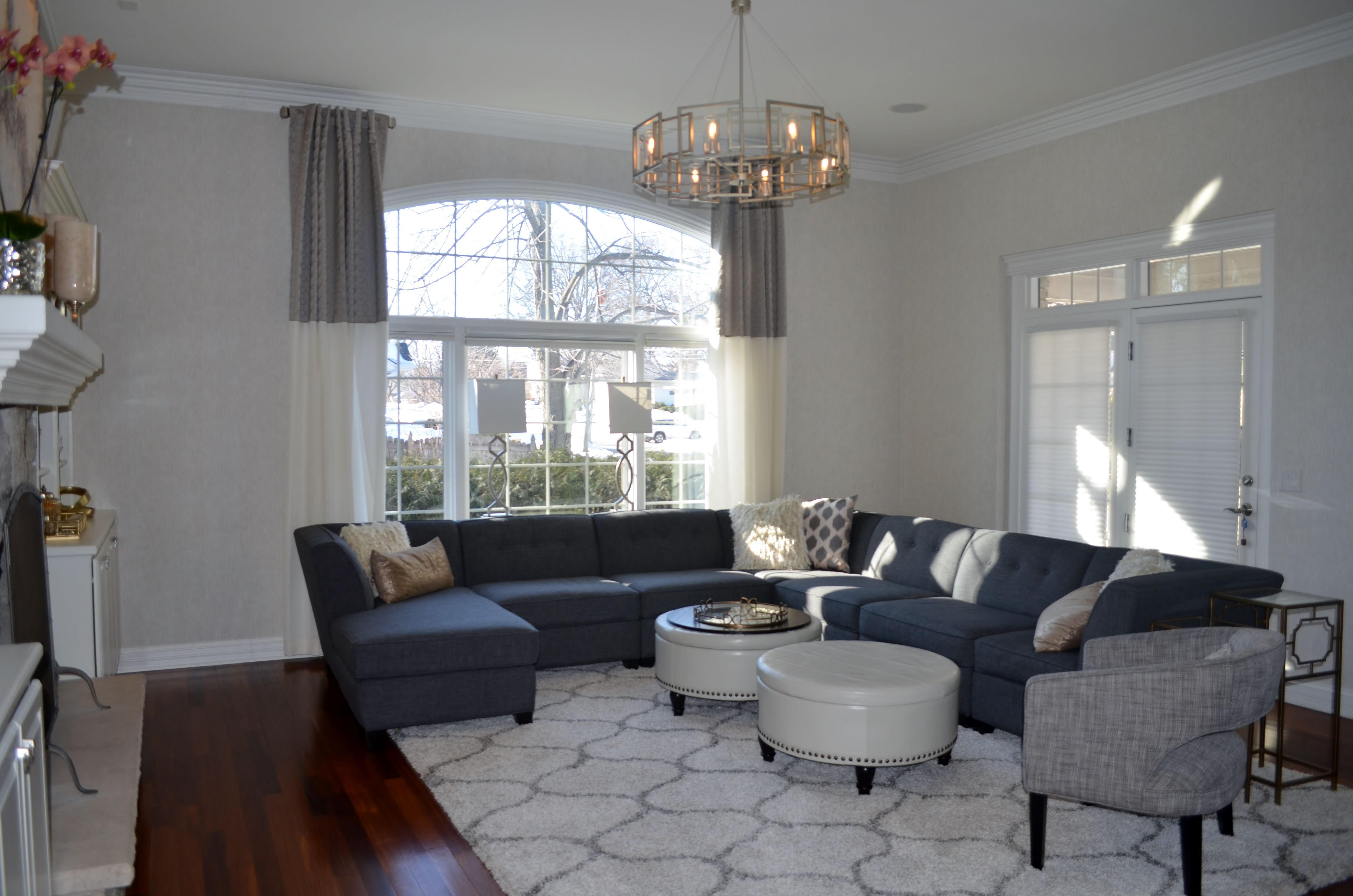 Family Room 3 After New Soft Gold Chandelier Curtains pertaining to sizing 4928 X 3264