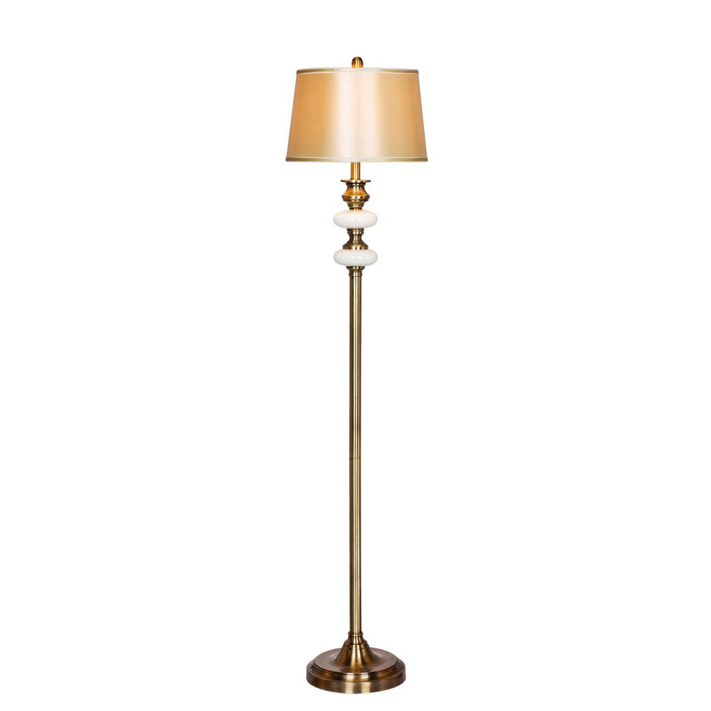 Fangio Lighting 60 In Antique Brass And White Glass Contemporary Candlestick Floor Lamp intended for size 1000 X 1000