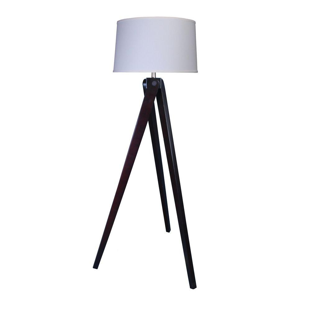 Fangio Lighting 60 In Espresso Wood Tripod Floor Lamp intended for dimensions 1000 X 1000