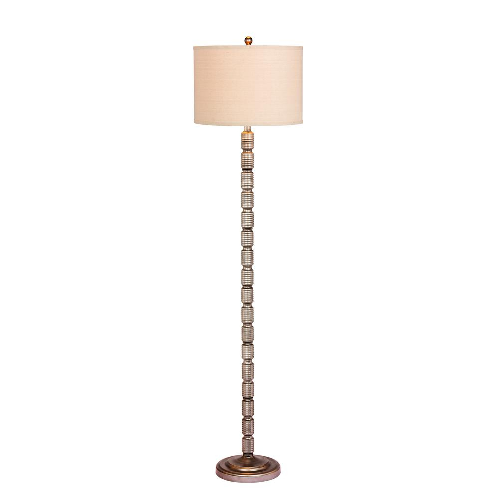 Fangio Lighting 625 In Industrial Ribbed Metal Floor Lamp In An Antique Silver in size 1000 X 1000