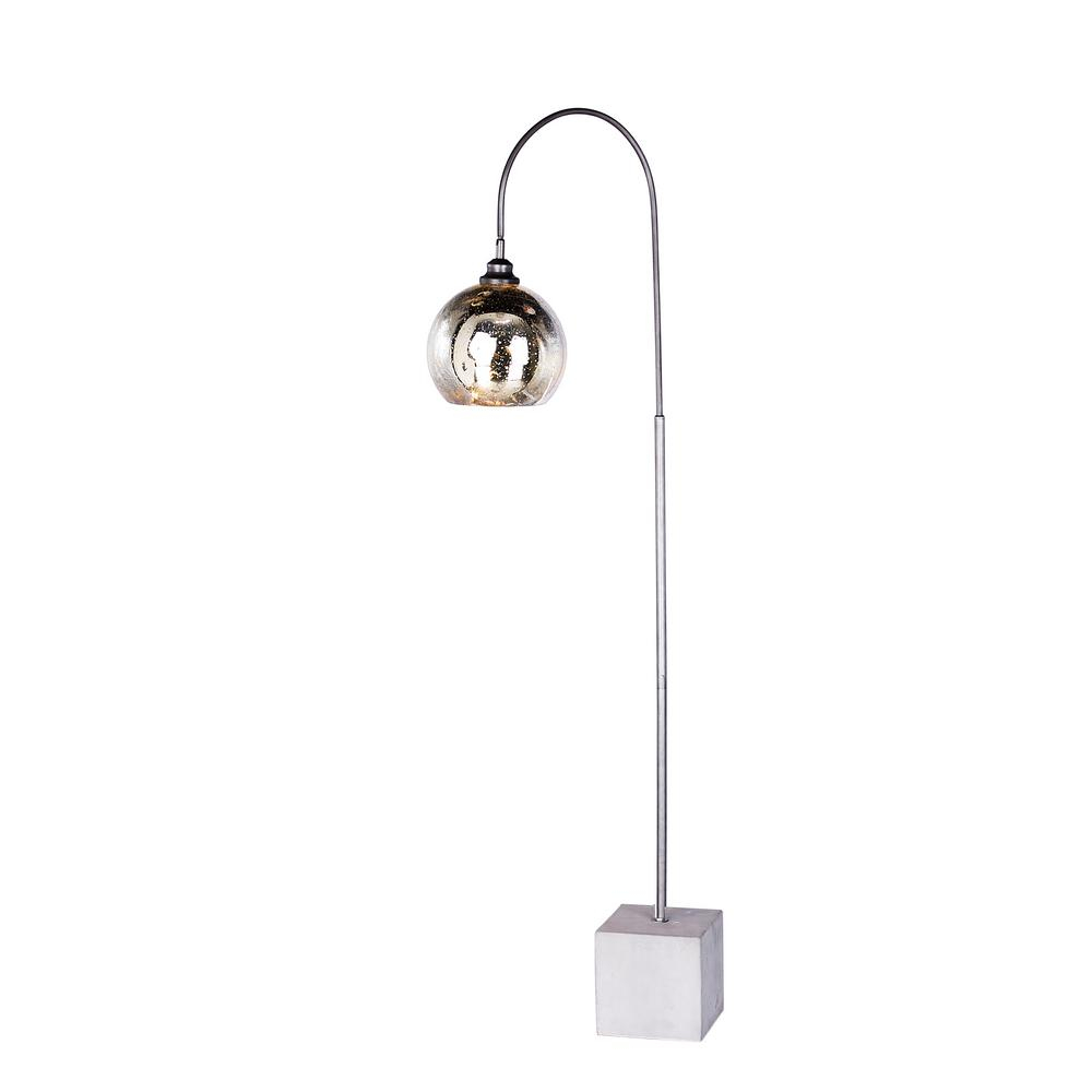 Fangio Lighting 69 In Arched Dark Silver Metal And Glass Floor Lamp With Modern Concrete Base regarding measurements 1000 X 1000