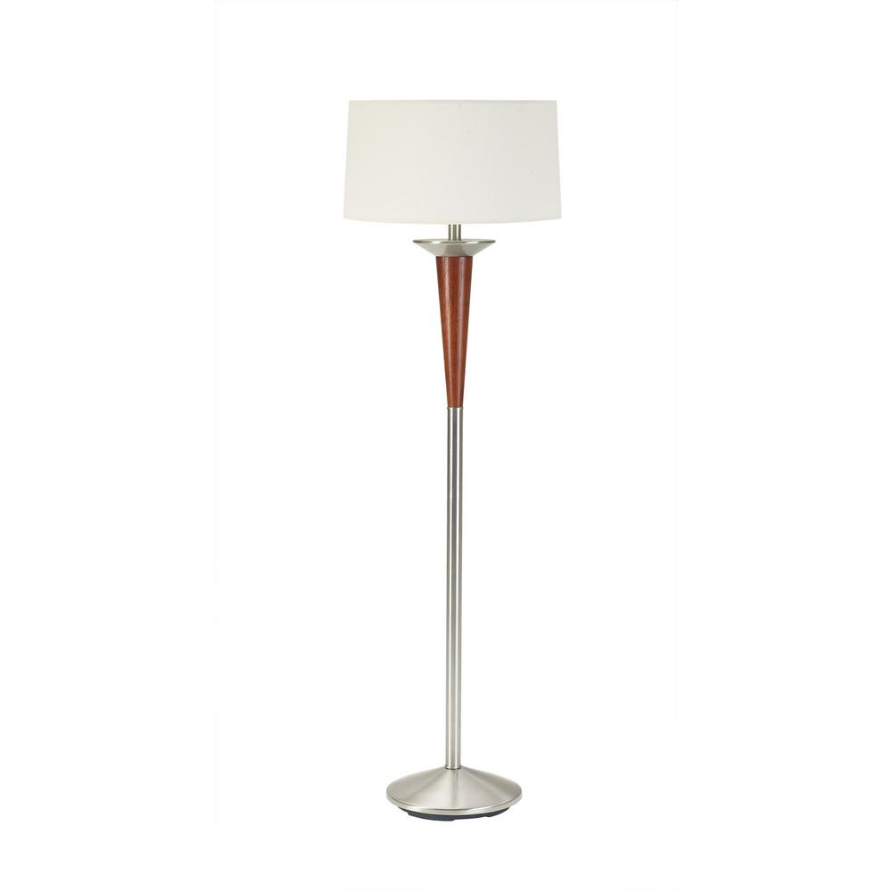 Fangio Lighting Fangio Lightings 56 In Tapered Floor Lamp In Brushed Steel And Cherry Wood Finishes intended for sizing 1000 X 1000