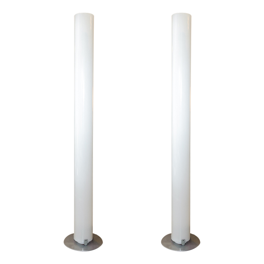 Fantastic Modern Pair Of Plexi Glass Cylinder Floor Lamps intended for size 1000 X 1000