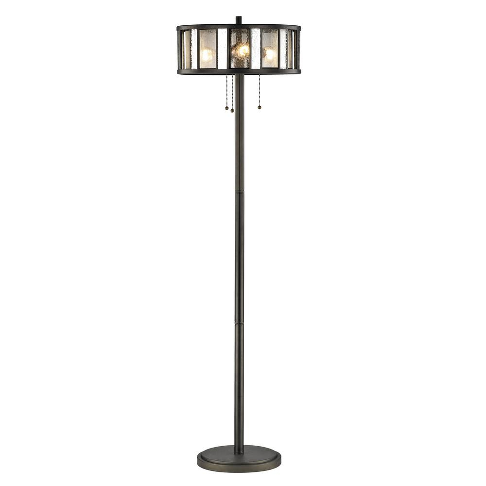 Filament Design Edith 6025 In 3 Light Bronze Floor Lamp With Silver Mercury And Clear Seedy Glass And Steel Shade within proportions 1000 X 1000