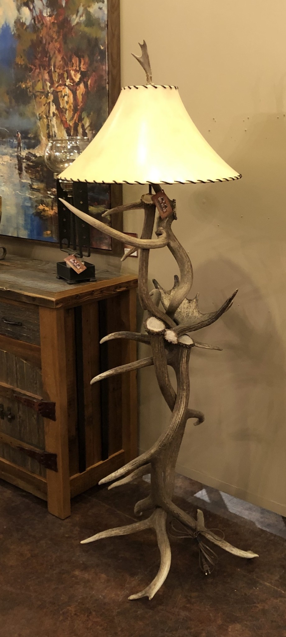 Fish Elk Floor Lamp Wmoose Antler Shelf within sizing 920 X 2048