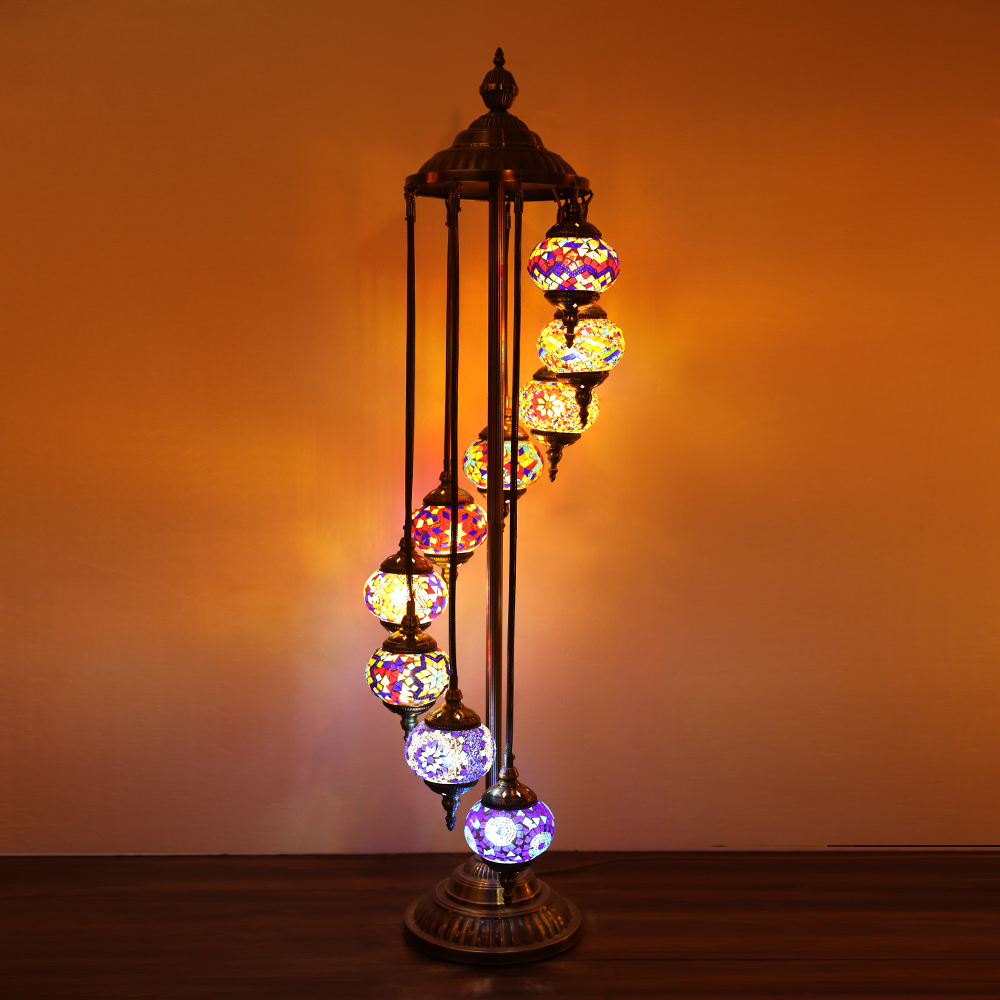 Floor Lamp 9 Large Globes Turkish Moroccan Style Mosaic Multicolour Light within sizing 1000 X 1000