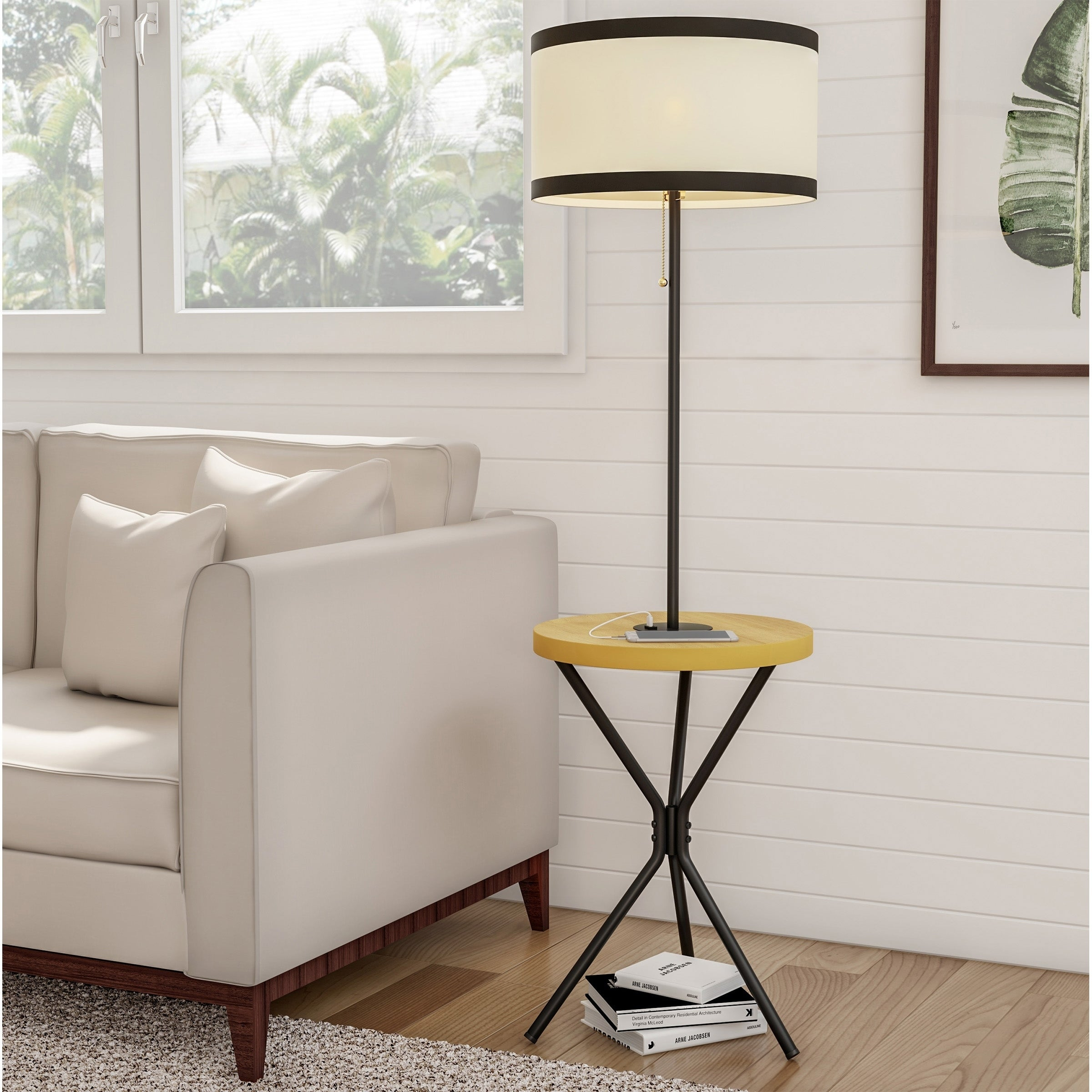 Floor Lamp End Table Mid Century Modern Side Table With Drum Shape Shade Lavish Home inside measurements 2400 X 2400
