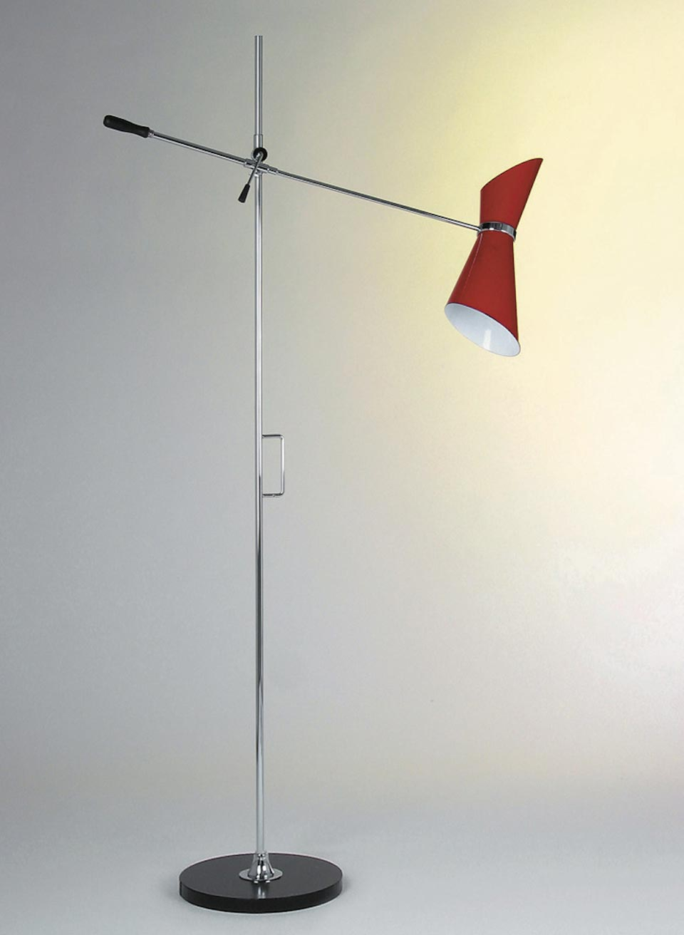 Floor Lamp In Red Metal Chrome Metal Rod Adjustable Arm within dimensions 960 X 1312