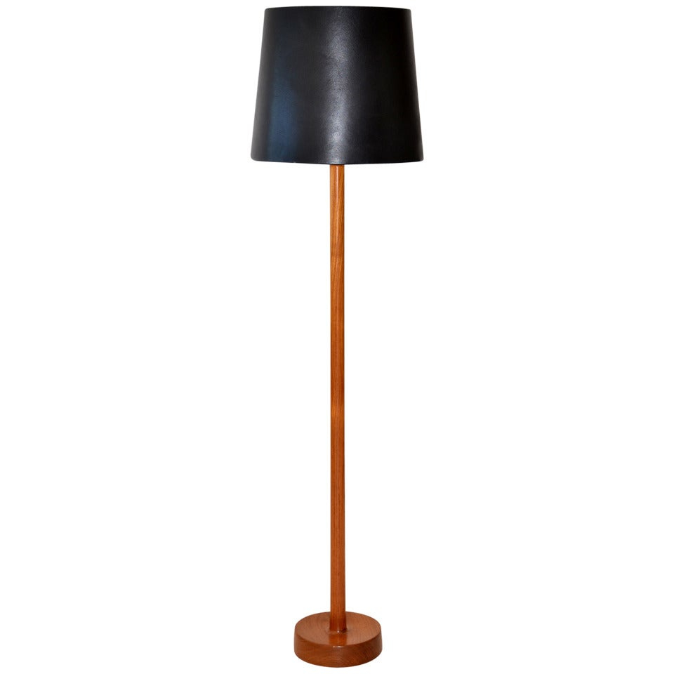 Floor Lamp In Teak Wood With Leather Shade Uno Sten Kristiansson for measurements 960 X 960