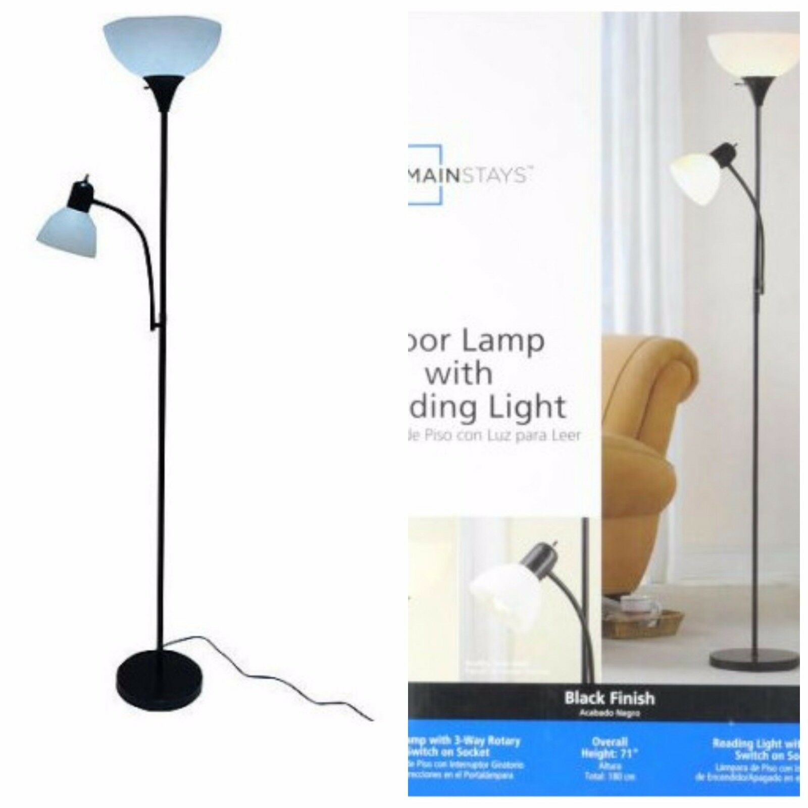 Floor Lamp Lamps 2 Bulbs Set Black Metal Modern Combo 72 with regard to proportions 1600 X 1600