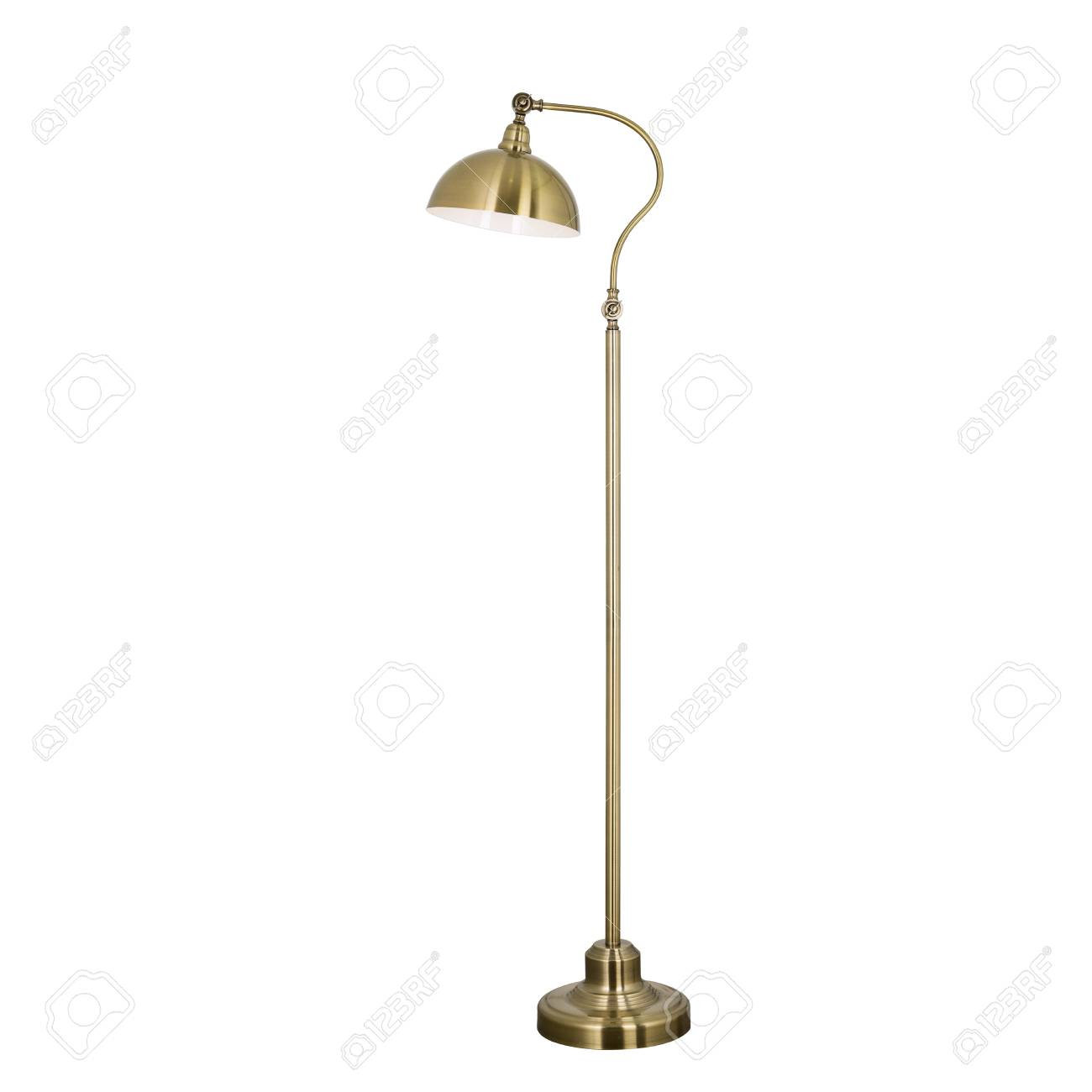 Floor Lamp Made Of Yellow Metal In A Classic Style Isolated inside dimensions 1300 X 1300