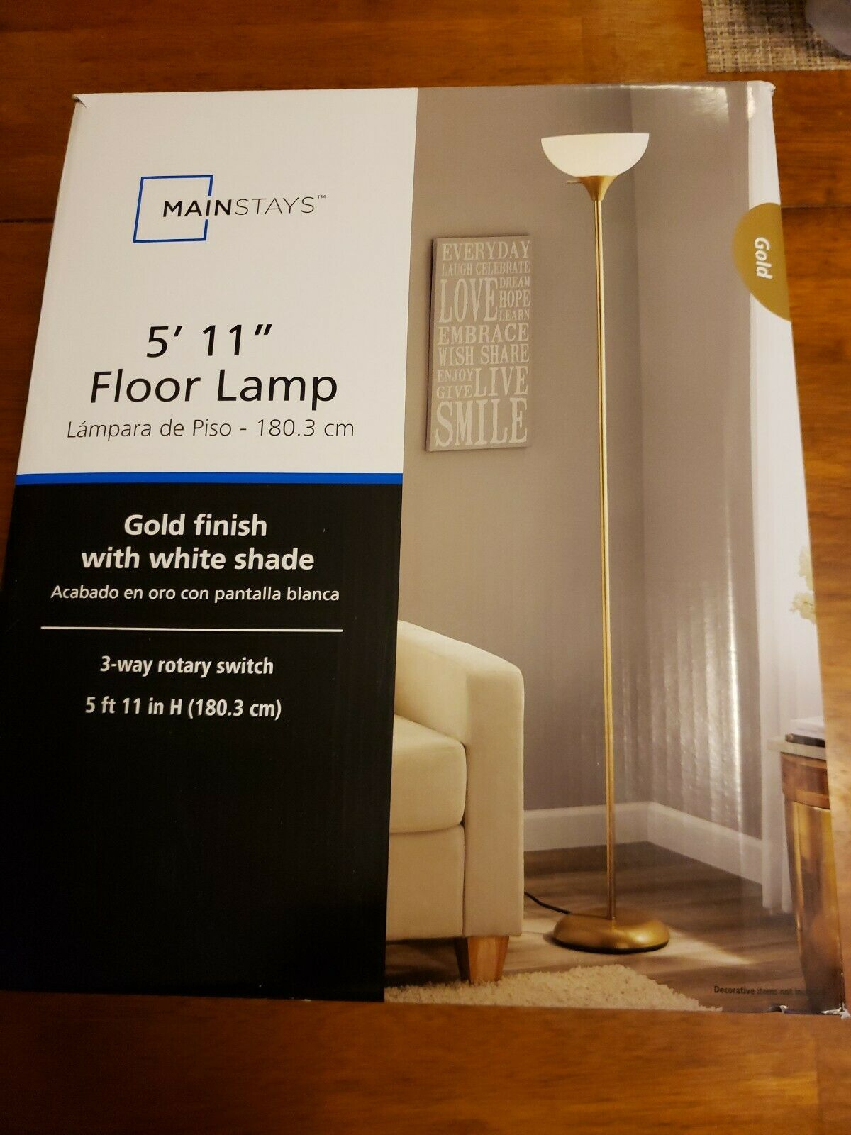 Floor Lamp Mainstays 511 Gold Lamp White Shade 3 Way Switch intended for dimensions 1200 X 1600
