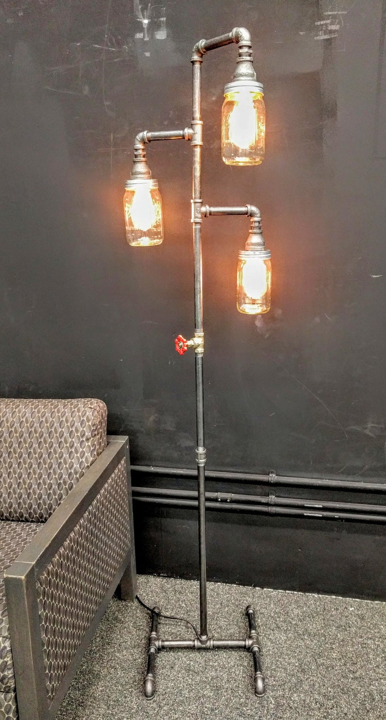 Floor Lamp Mason Jar Floor Lamp Standing Industrial Light Industrial Floor Lamp Rustic Floor Lamp Steampunk Edison Lamp in dimensions 794 X 1481