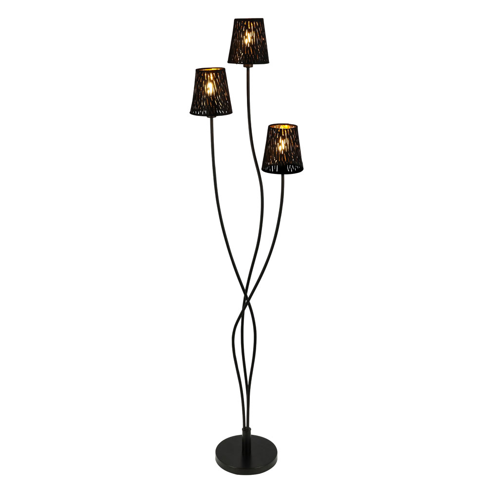 Floor Lamp Metal Velvet Black Gold H 150 Cm Tuxon throughout sizing 1000 X 1000