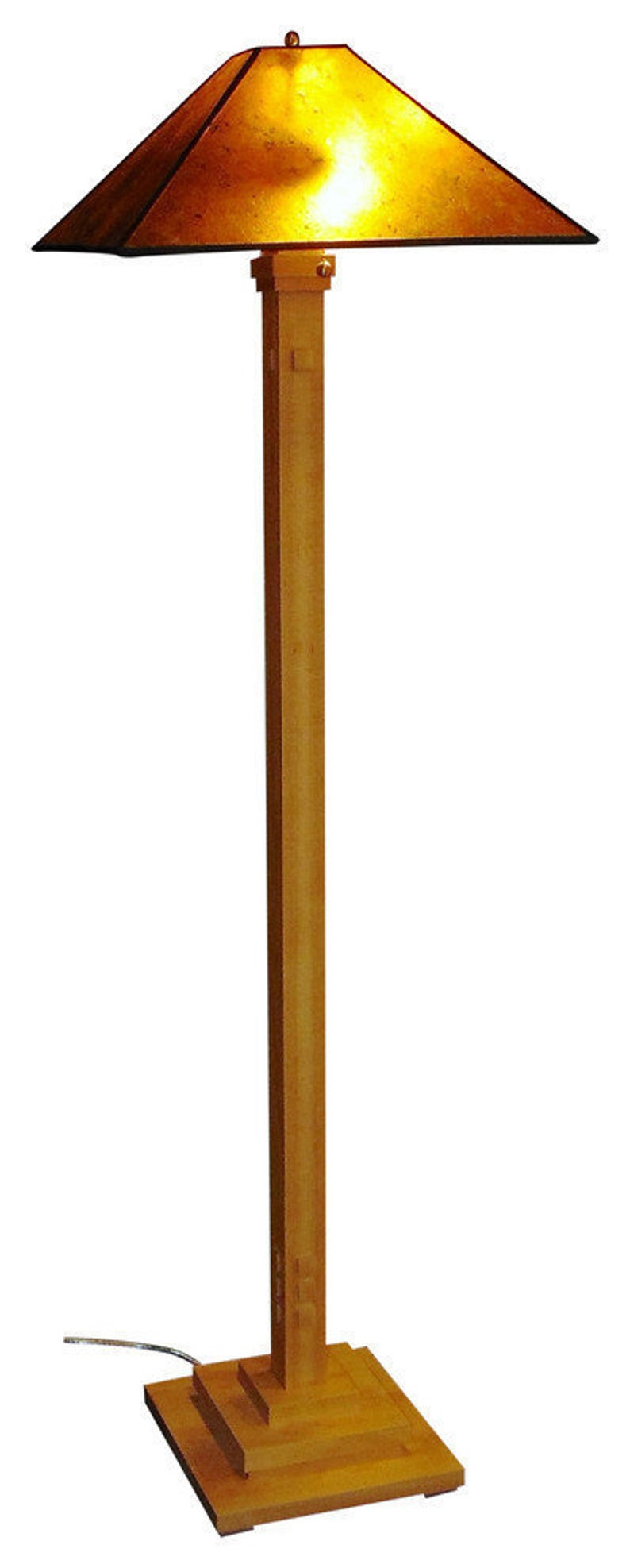 Floor Lamp New Haven Model 60 Tall Hard Maple Amber Mica Shade Mission Other Woods And Shades Available with regard to size 794 X 1975