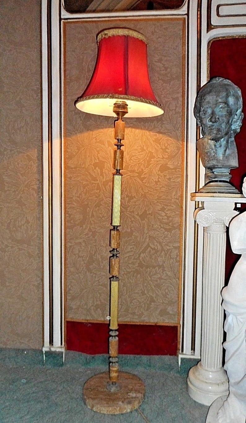 Floor Lamp Rare Vintage Original Brass Rare Stone Total Height 147 Cm 579 intended for proportions 794 X 1363
