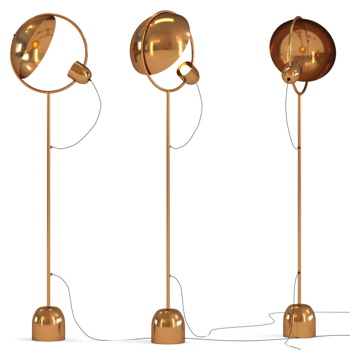 Floor Lamp Reflector Brass 3d Model with regard to measurements 1200 X 1200