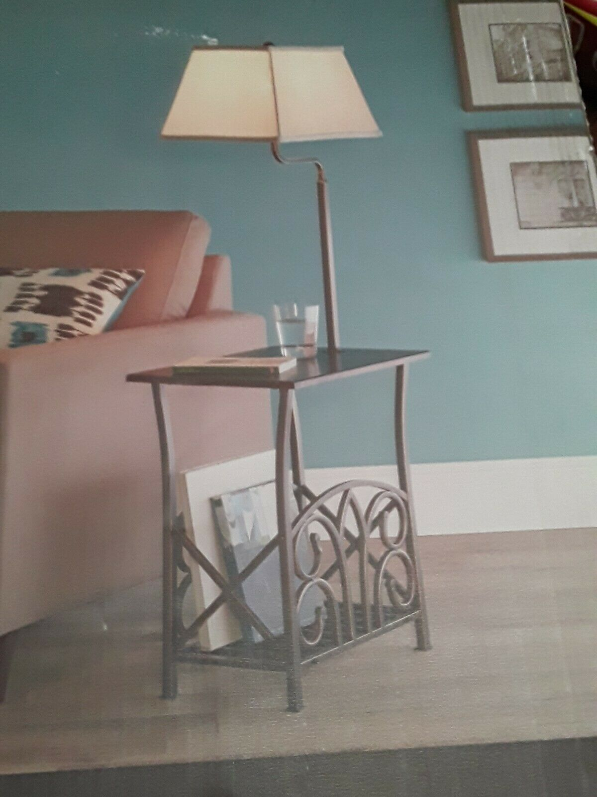 Floor Lamp Toast Fabric Shade 3 Way Switch Shelf Built In Table Bronze 54 Inch regarding measurements 1200 X 1600
