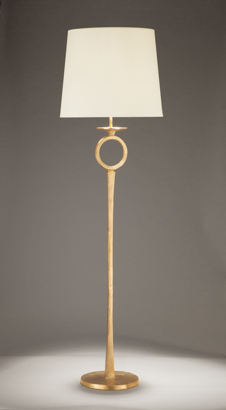 Floor Lamp With A Ring Motif On The Foot White Lampshade for sizing 960 X 1741