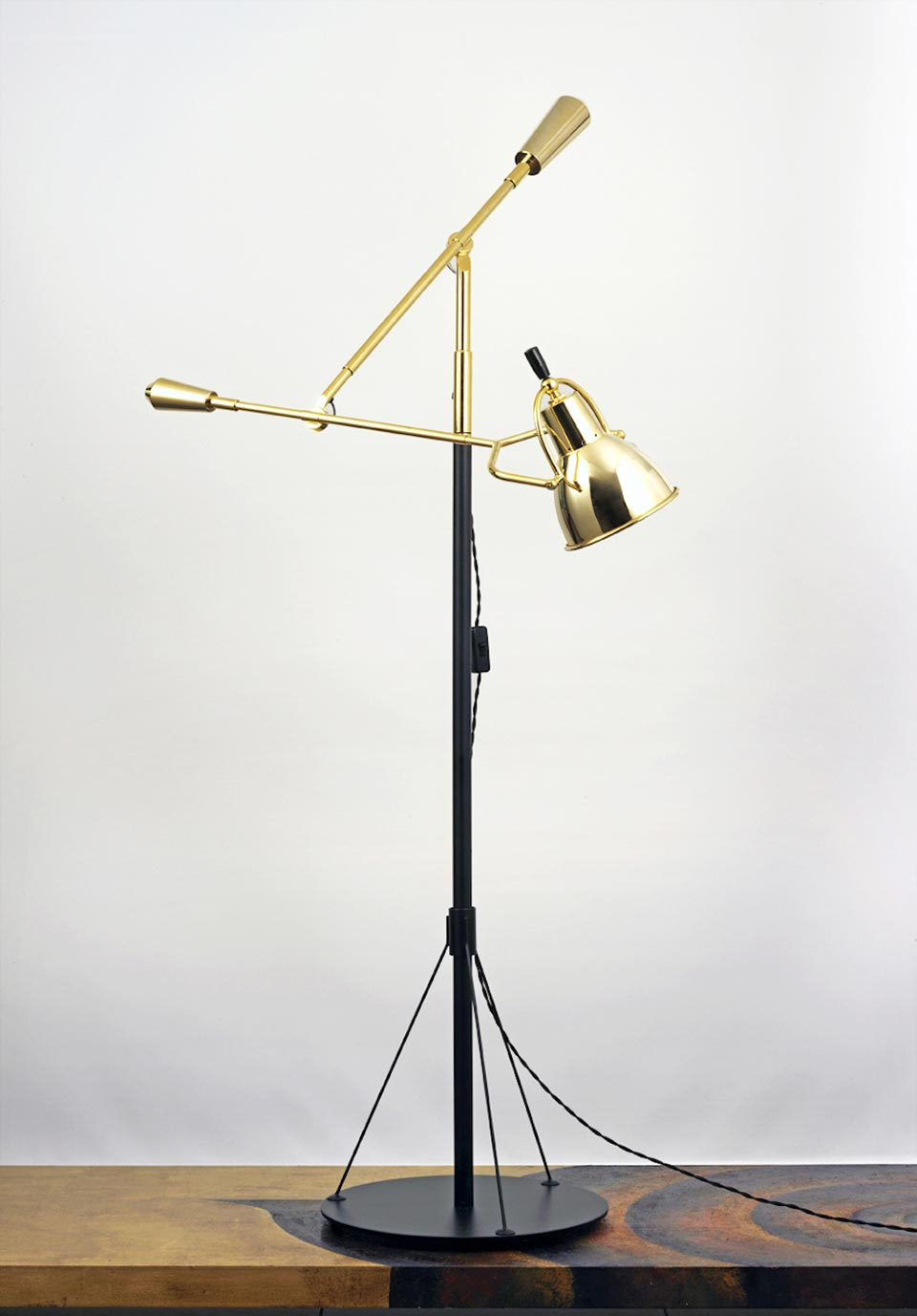 Floor Lamp With Black Lacquered Metal Base Large Pendulum White Interior Reflector intended for sizing 960 X 1377