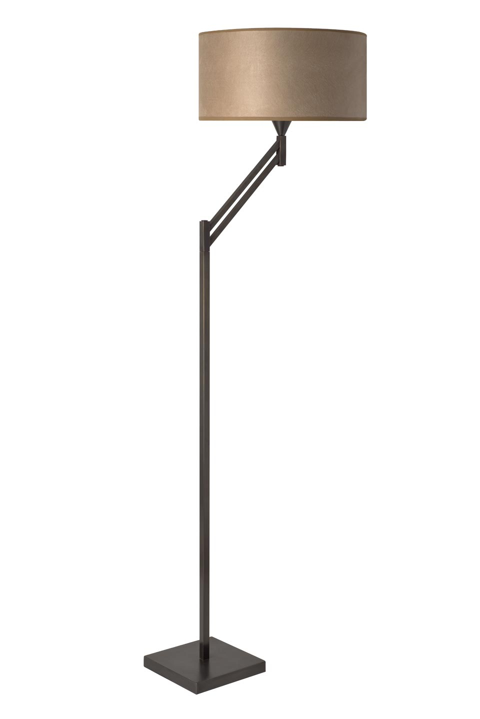 Floor Lamp With Patinated Black Finish Square Base And Chestnut Cotton Shade pertaining to proportions 960 X 1438
