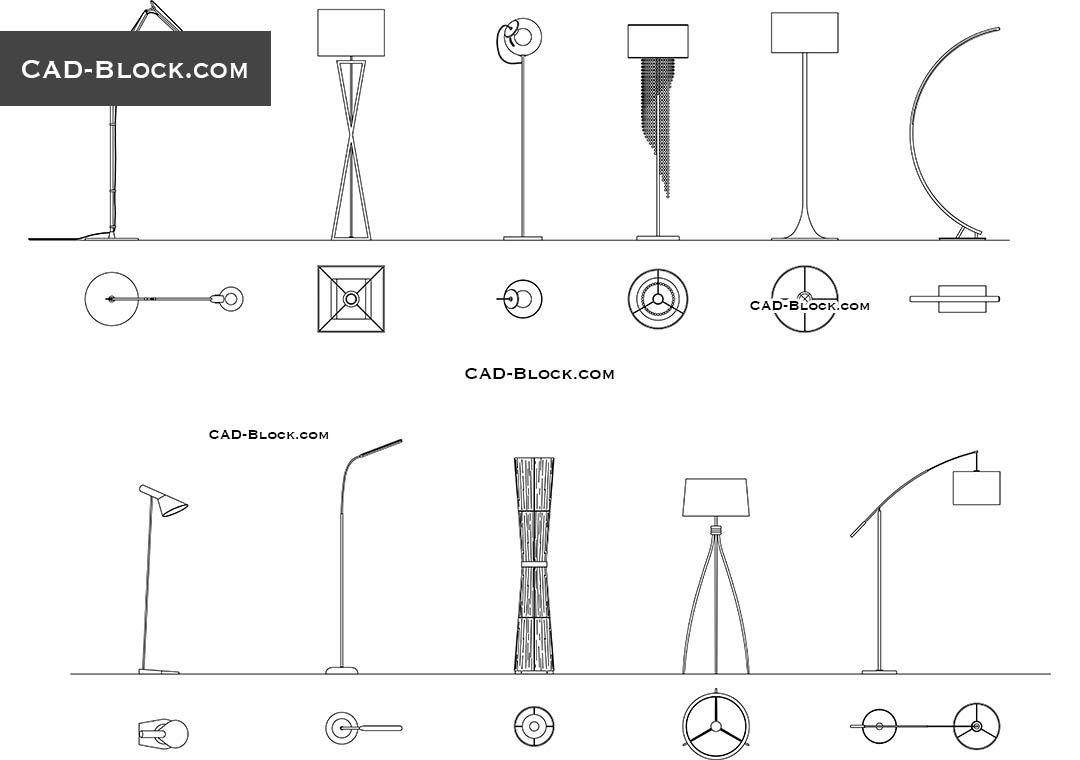 Floor Lamps Pack Cad Drawings in sizing 1080 X 760