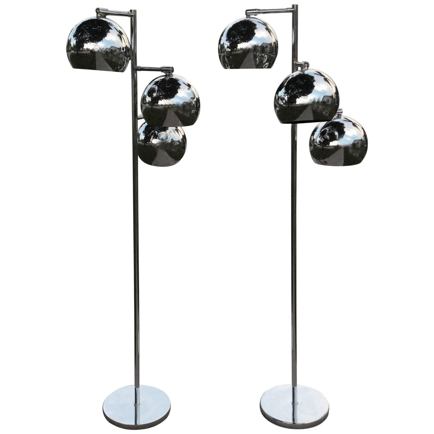 Floor Lamps Pair Of Chrome Triple Eyeball Ball Koch And Lowy regarding dimensions 1500 X 1500