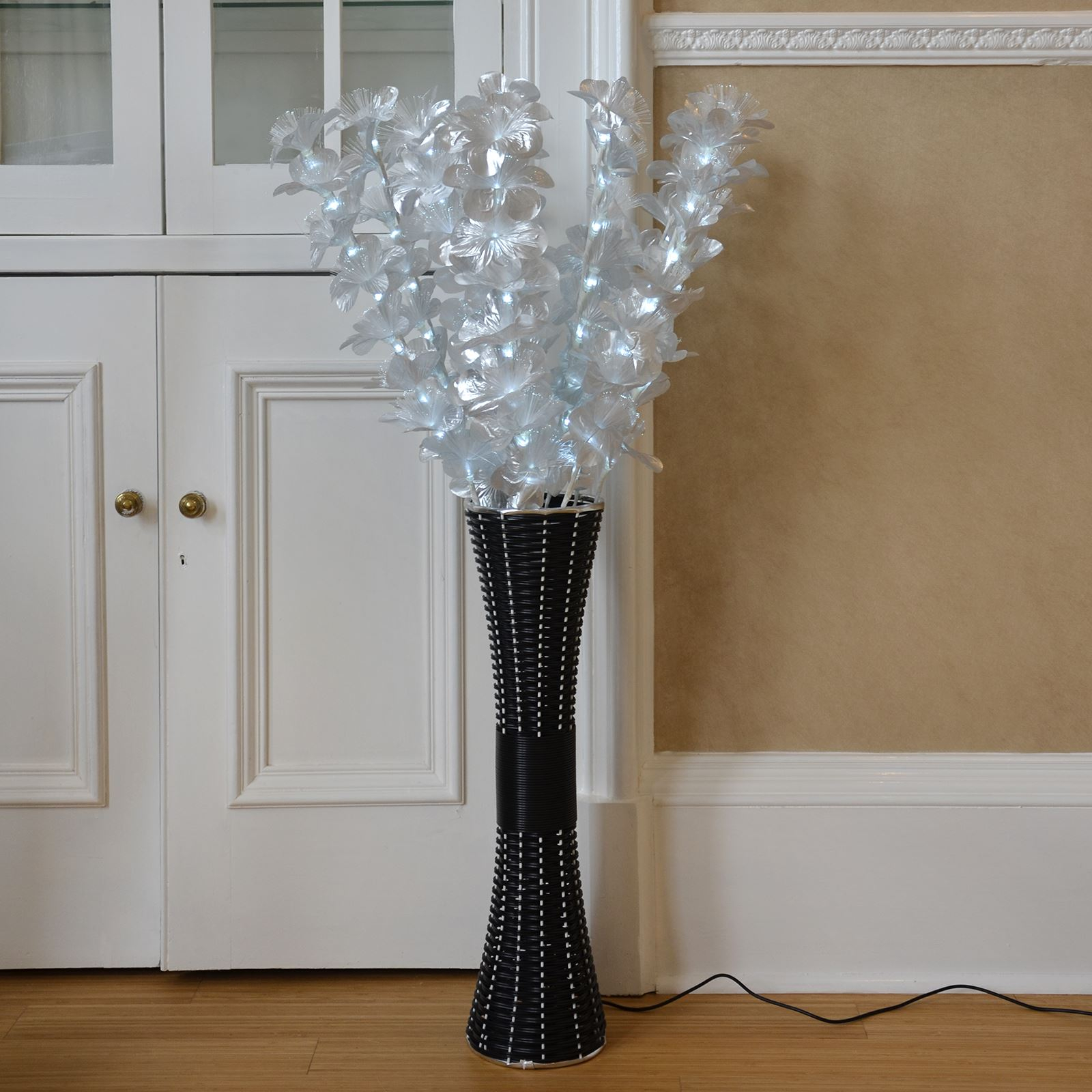 Floor Standing Fibre Optic Wicker Lamp Flower Indoor White regarding proportions 1600 X 1600