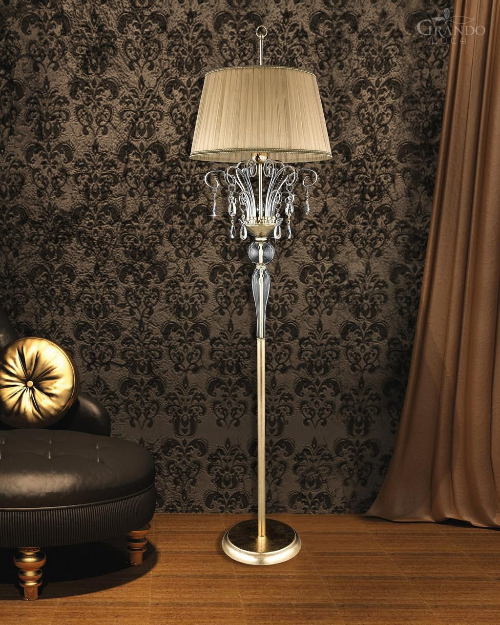 Floor Standing Lamp Traditional Metal Swarovski pertaining to proportions 1024 X 1280