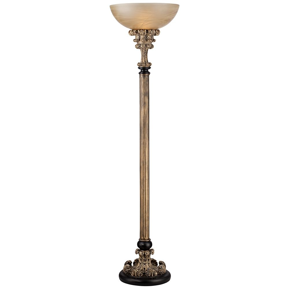 Florencio Antique Gold Torchiere Floor Lamp 4c504 Lamps throughout sizing 1000 X 1000