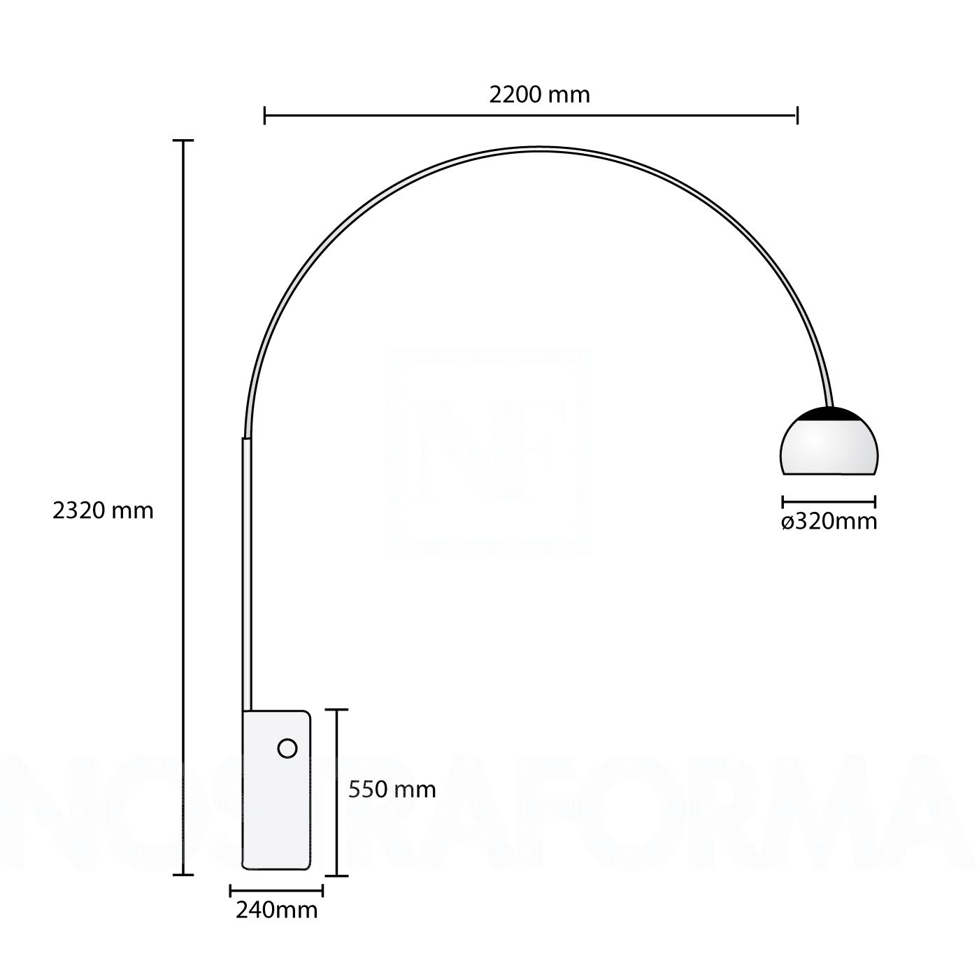 Flos Arco Led Floor Lamp regarding measurements 1400 X 1400