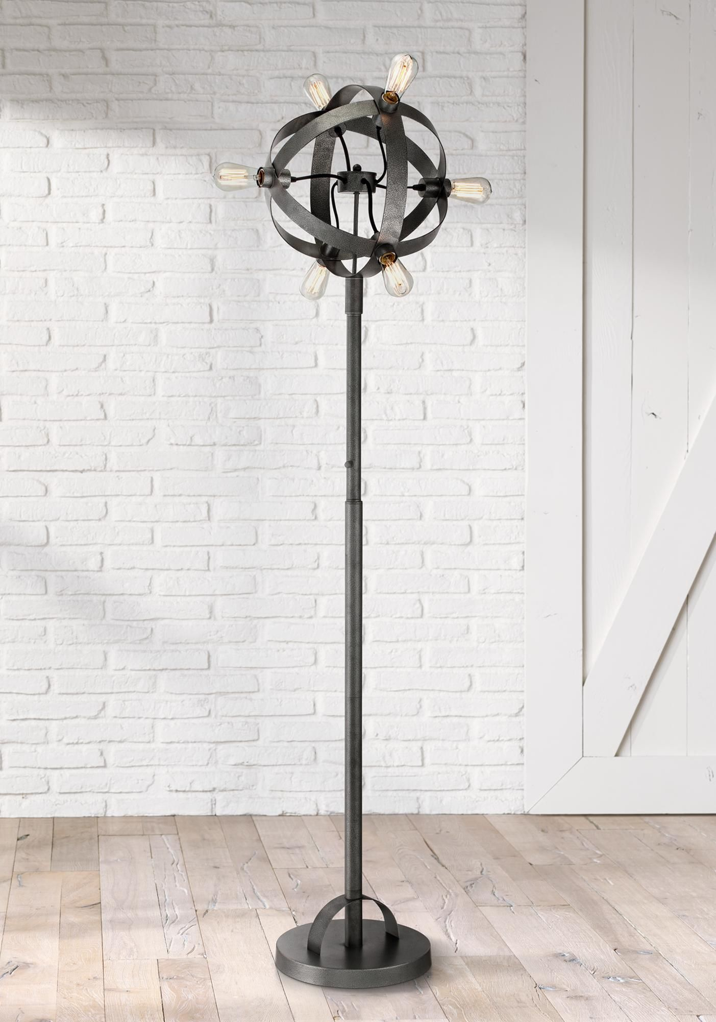Franklin Iron Works Gage Industrial 6 Light Floor Lamp for dimensions 1403 X 2000