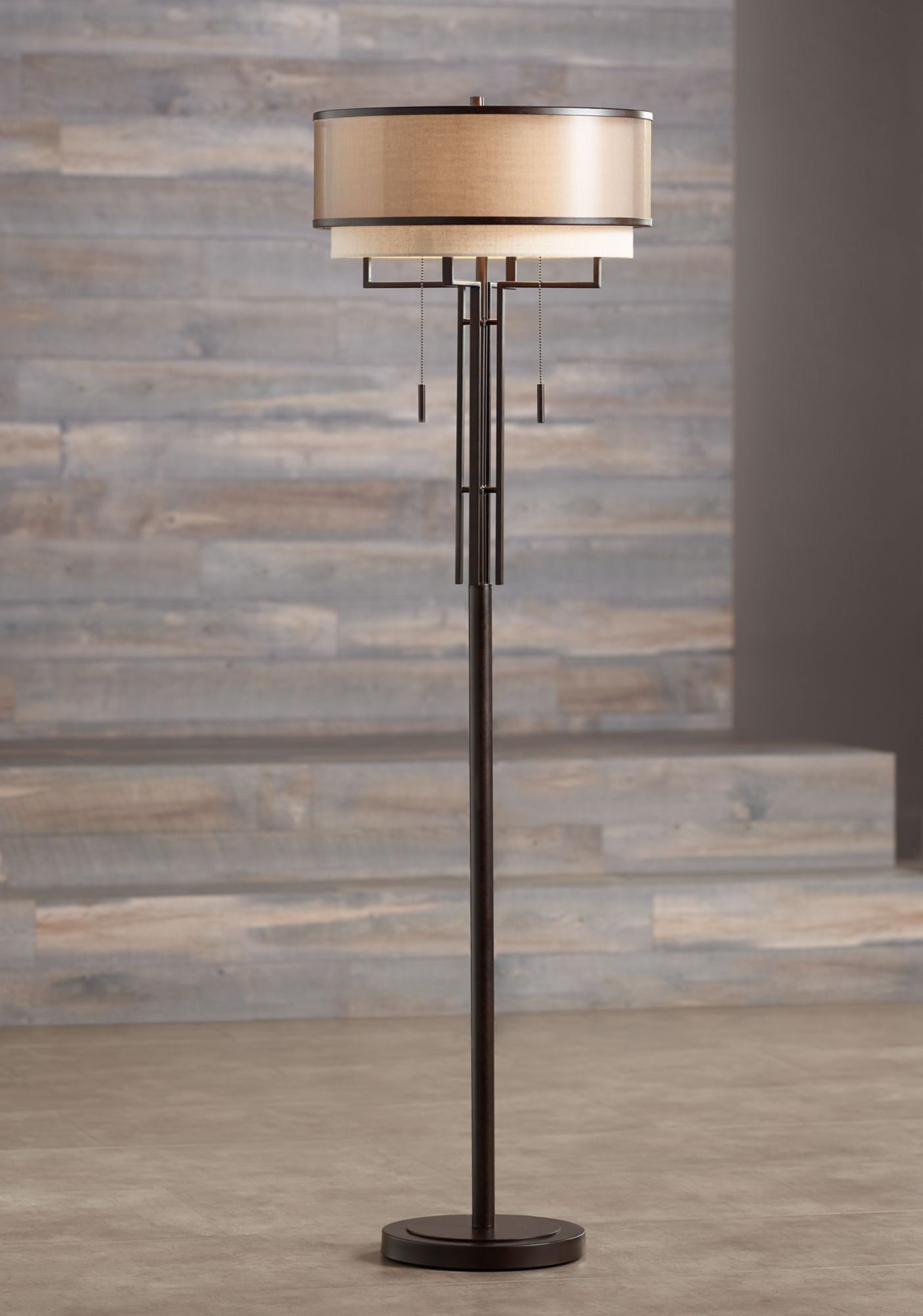 Franklin Iron Works Modern Floor Lamp Industrial Bronze in dimensions 1403 X 2000