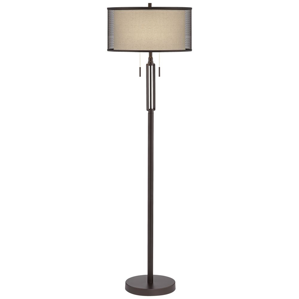 Franklin Iron Works Turnbuckle Floor Lamp With Double Shade within dimensions 1000 X 1000