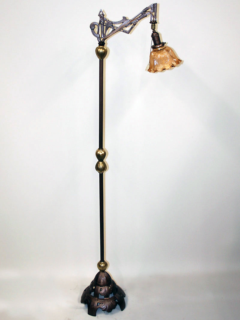 French Art Deco Bridge Lamp W Flower Accents Cone Shaped Base C 1930 intended for sizing 800 X 1067