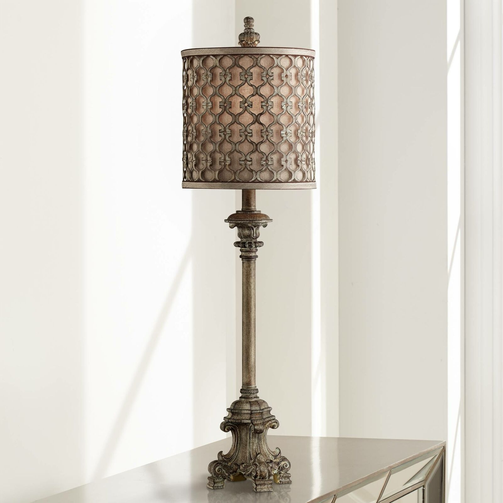 French Buffet Table Lamp Beige Scroll Metal Lattice For Living Room Bedroom regarding measurements 1600 X 1600