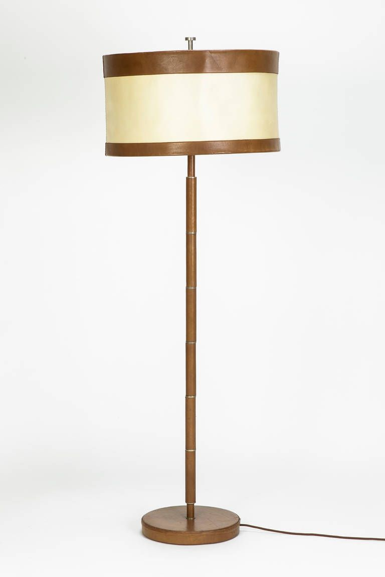 French Leather Floor Lamp Attributed To Hermes 1940s inside proportions 768 X 1152