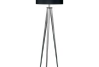 Fusion Living Satin Nickel Large Tripod Floor Lamp With Black Shade inside size 1000 X 1000