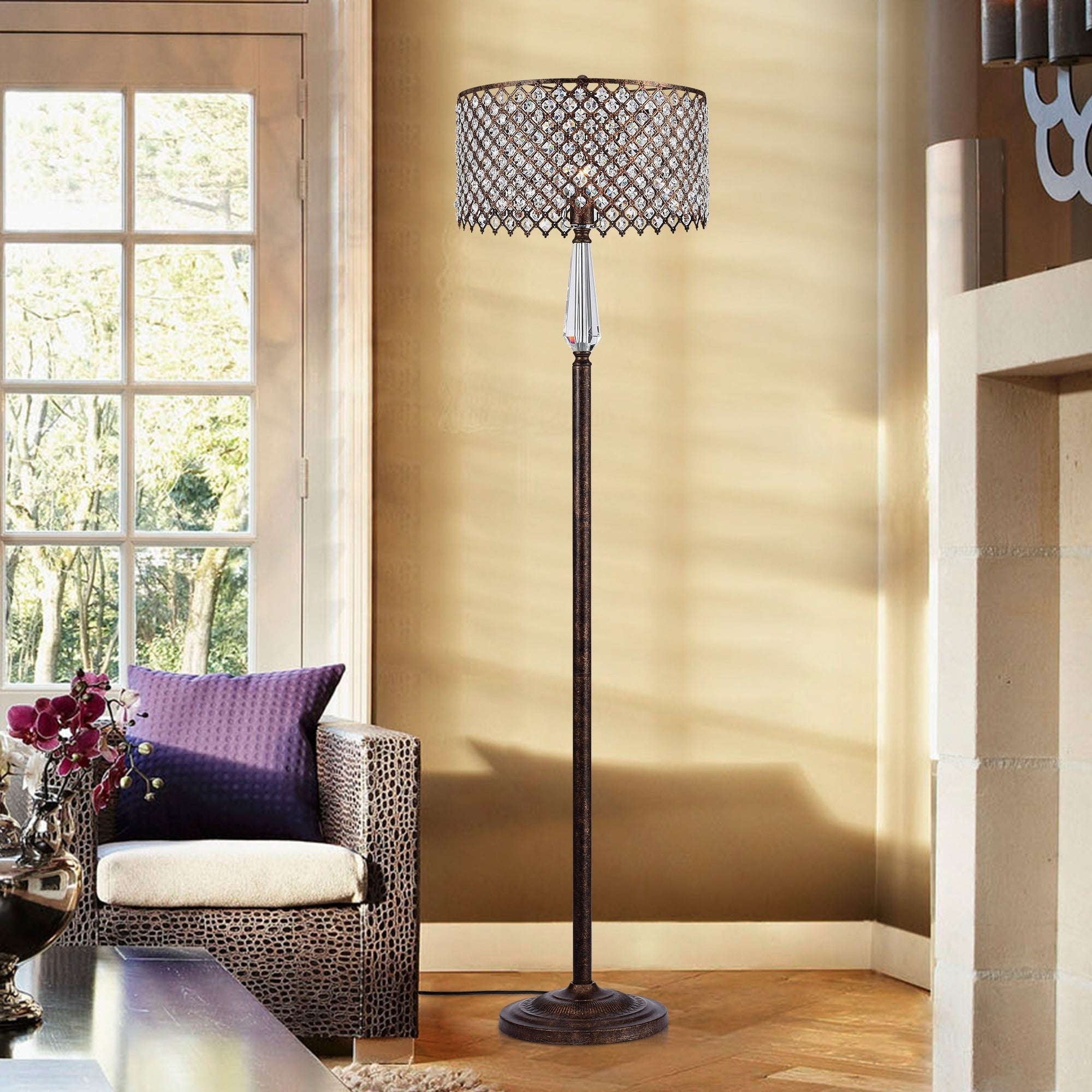 Garvan Rustic Bronze 1 Light Floor Lamp With Crystal Shade throughout sizing 2000 X 2000