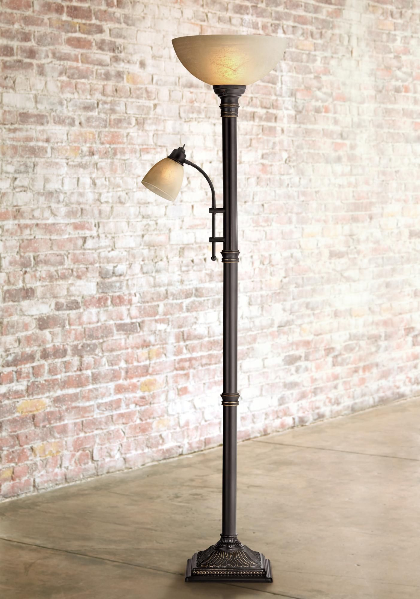 Garver Bronze Torchiere Floor Lamp With Reader Arm In 2019 intended for size 1403 X 2000