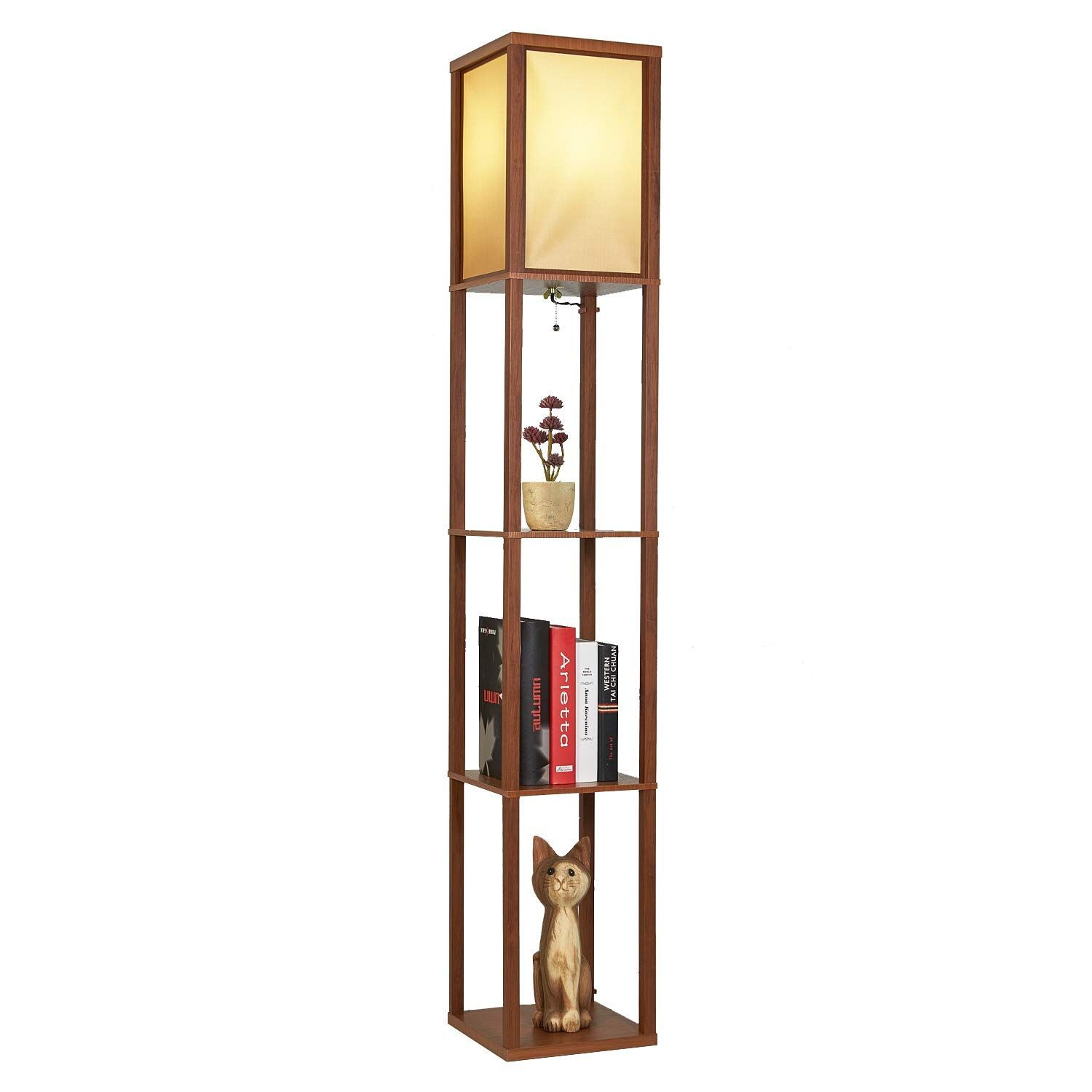 Garwarm Led Shelf Floor Lamp Asian Wooden Frame Tall Lights in measurements 1500 X 1500