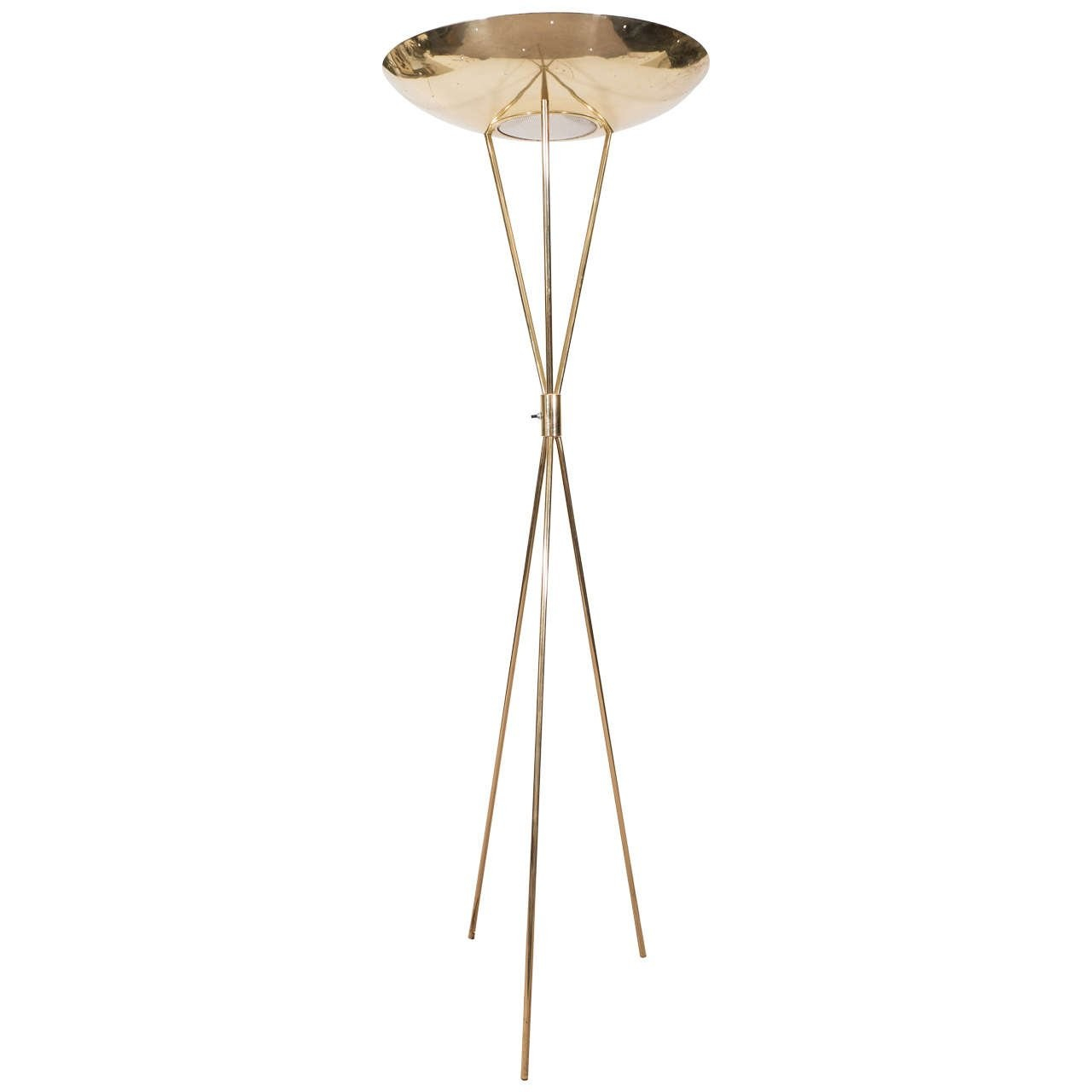 Gerald Thurston For Lightolier Midcentury Brass Torchiere Tripod Floor Lamp for size 1280 X 1280