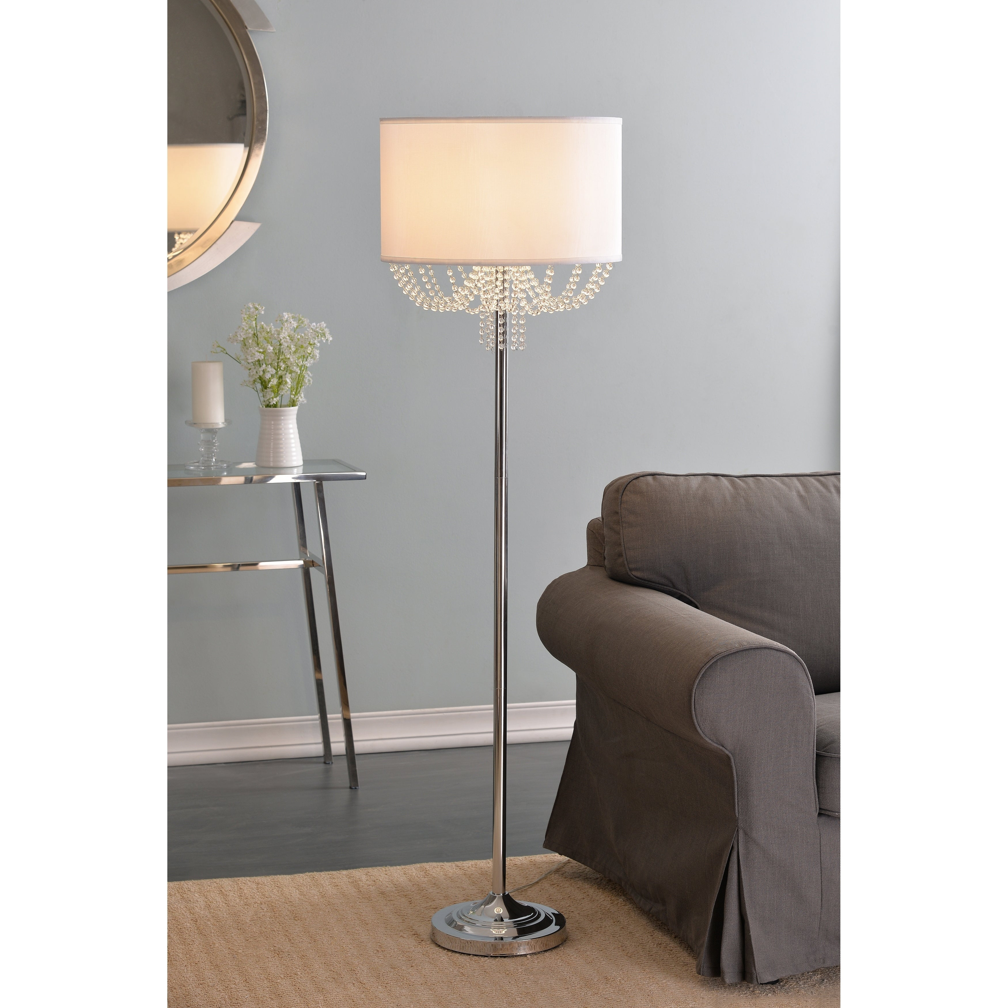 Gigi 60 Inch Chrome With Crystal Accents Floor Lamp with regard to proportions 3500 X 3500
