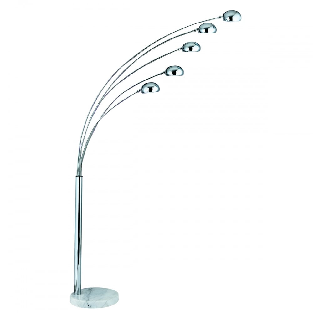 Giraffe 5 Light Floor Lamp In Chrome With Marble Base Chrome Shaded intended for size 1000 X 1000