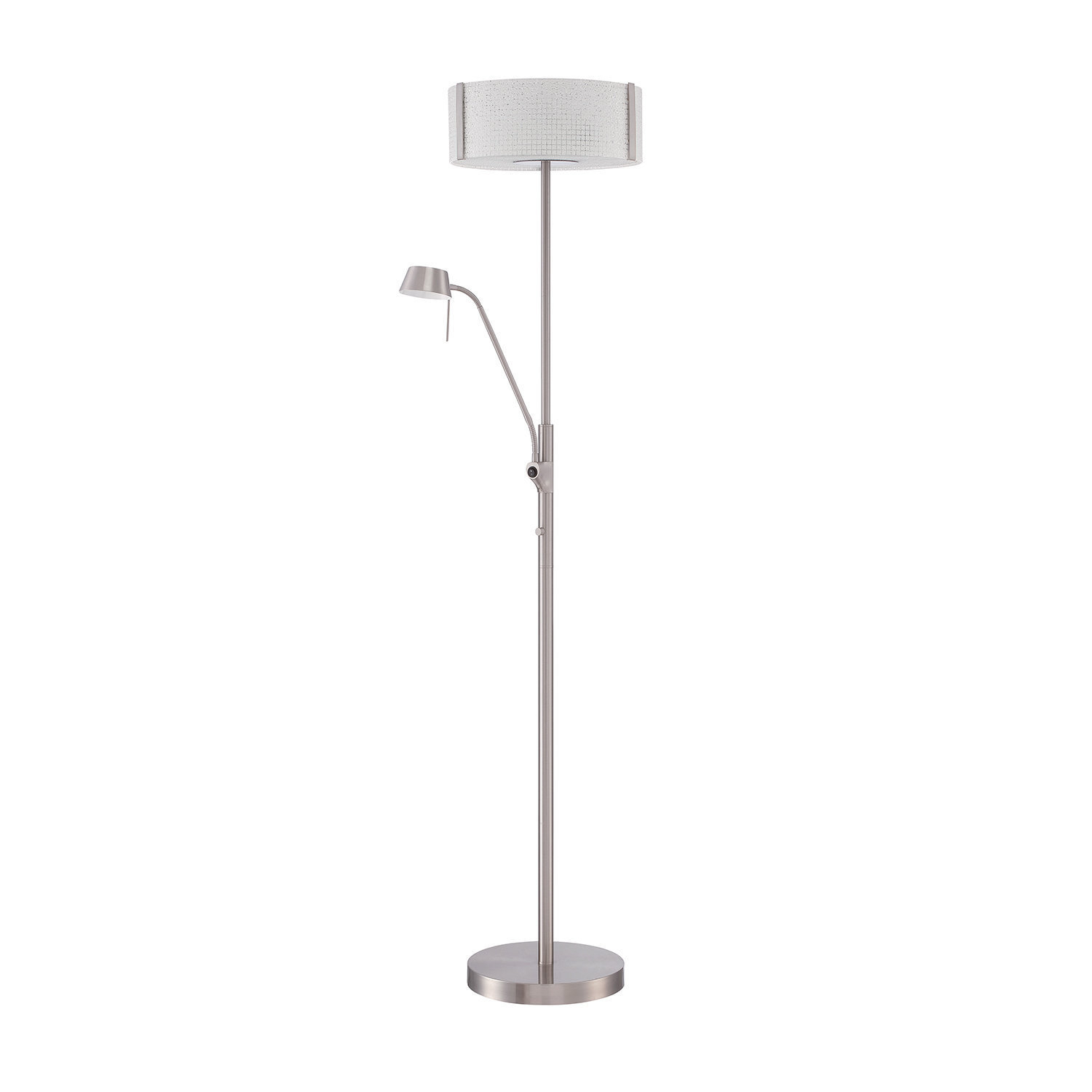 Glacier Series Satin Nickel 70 Inch Floorchiere Floor Lamp With Reading Light intended for sizing 1500 X 1500