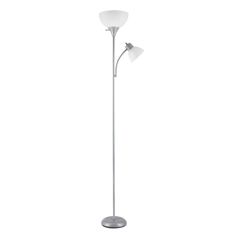 Globe Electric Delilah 72 In Silver Torchiere Floor Lamp With Adjustable Reading Light in size 1000 X 1000
